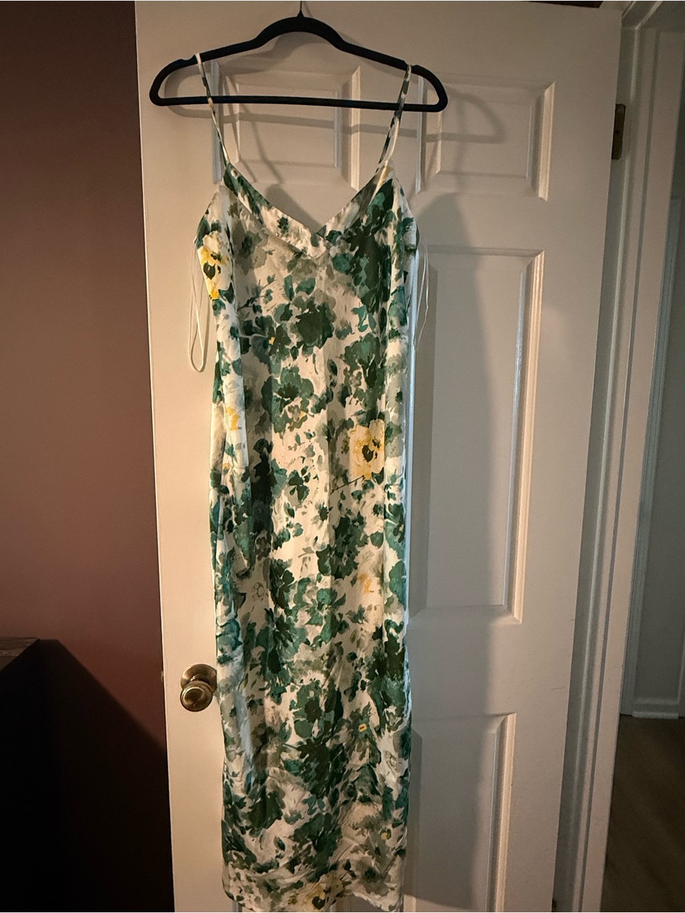 Lucky Brand Green and Yellow Floral Midi Slip Dress